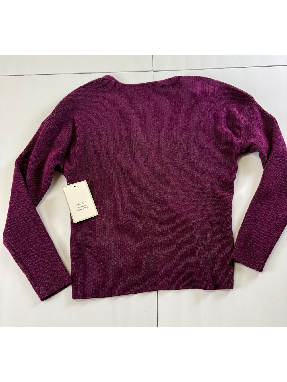 Calligraphie Women XL Plum Metallic Lurex Wrap Peplum Sweater Top NWT - Picture 3 of 9